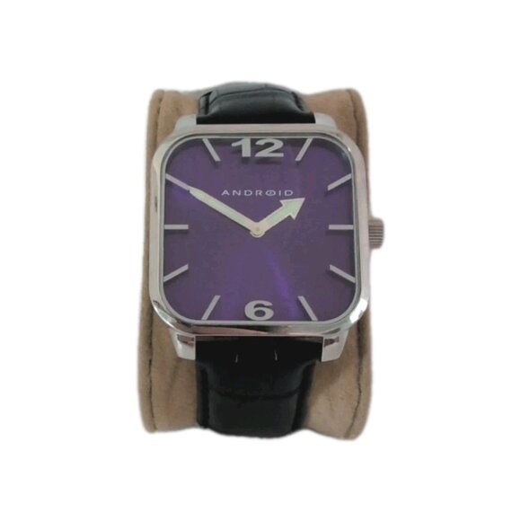 ANDROID AD349 S.S. Rectangular Quartz Men's Dress Watch w/ Purple Dial - Picture 1 of 6